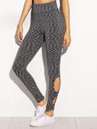 Romwe Black And White Cut Out Side High Waist Leggings