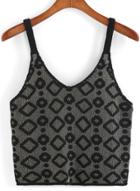 Romwe Spaghetti Strap Geometric Print Black Cami Top