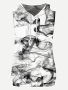 Romwe Smoke Print Sleeveless Hooded Sweatshirt
