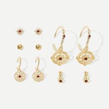 Romwe Flower Detail Cut Hoop Drop Earrings 5pairs
