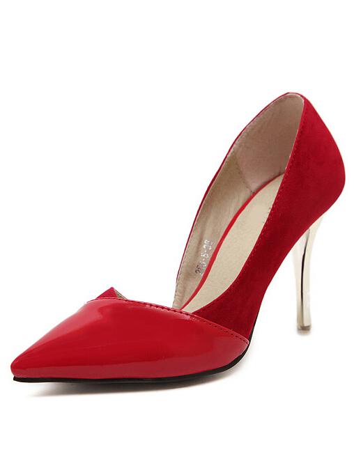 Romwe Red Point Toe Asakuchi High Heeled Pumps