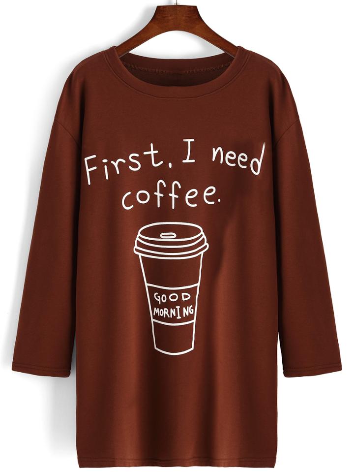 Romwe Letter Print Causal Tshirt Dress