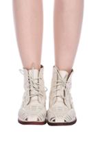 Romwe Romwe Lace Contrast Stitching Hollow Boots