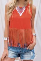 Romwe With Tassel Open Back T-shirt