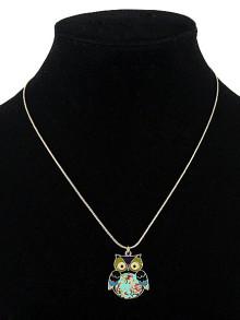 Romwe Blue Cute Owl Pendant Necklace