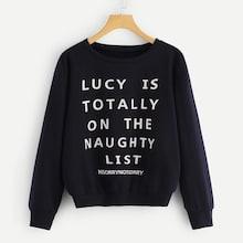 Romwe Slogan Print Front Sweatshirt