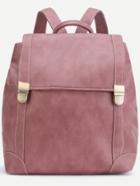 Romwe Pink Pu Double Buckle Flap Backpack