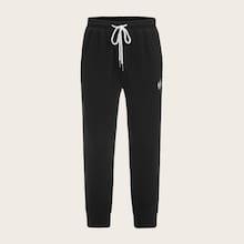 Romwe Guys Drawstring Waist Lightning Embroidered Sweatpants
