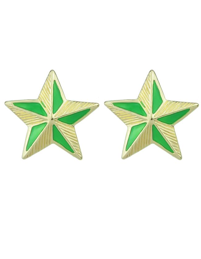 Romwe Beautiful Small Stud Green Star Earrings
