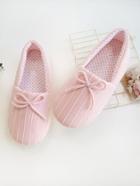 Romwe Textured Stripe Bow Detail Slippers
