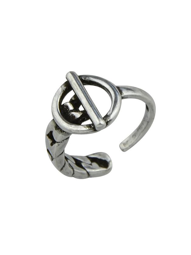 Romwe Antique Silver Small Midi Metal Cuff Band Rings