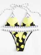Romwe Colorblock Triangle Bikini Set