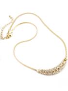 Romwe Gold Crystal Leaf Chain Necklace