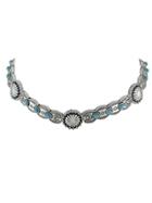 Romwe Silver Turquoise Metal Choker Necklaces