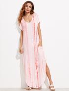 Romwe Tie Dye Print Dolphin Hem Tee Dress