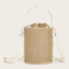 Romwe Woven Bucket Bag With Drawstring