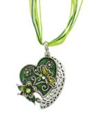 Romwe New Fashion Green Enamel And Rhinestone Cute Heart Pendant Necklace