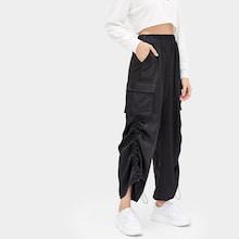 Romwe Drawstring Hem Elastic Waist Pocket Detail Pants