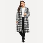 Romwe Plus Notch Collar Button Up Coat