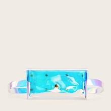 Romwe Iridescence Clear Flap Bum Bags