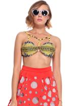 Romwe Coral Of Yayoi Kusama Print Bandeau