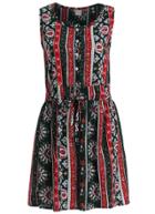 Romwe With Buttons Vintage Print Dress