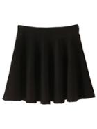 Romwe Elastic Waist A-line Black Skirt