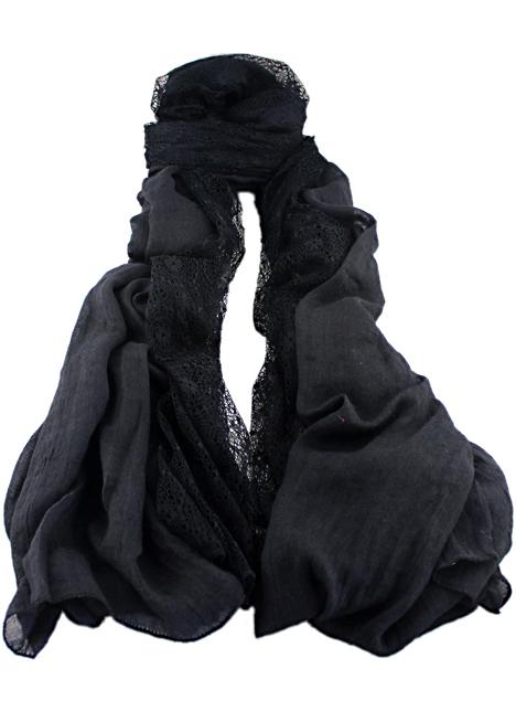 Romwe Black Contrast Lace Scarves