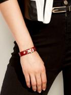 Romwe Red Faux Leather Hand Of Fatima Charm Bracelet