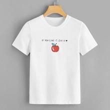Romwe Apple And Letter Print Tee
