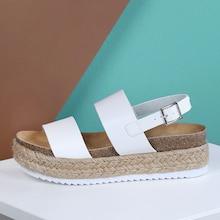 Romwe Double Band Sling Back Espadrille Trim Flatform Sandal White