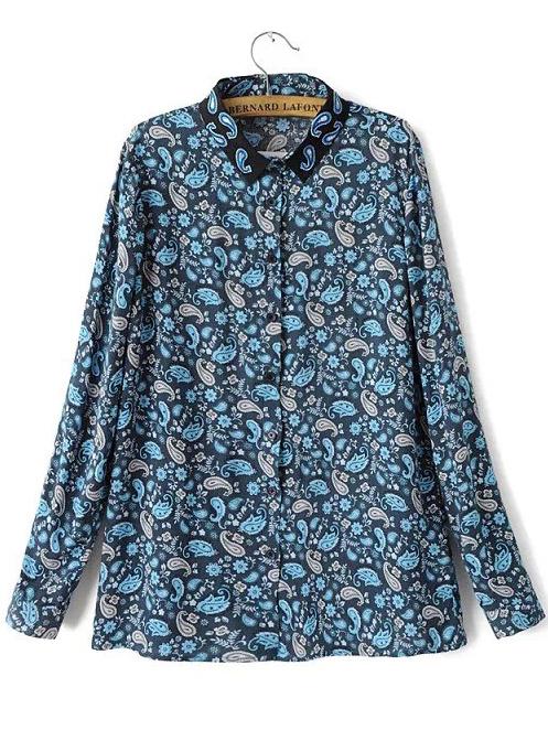 Romwe Vintage Paisley Print Blouse