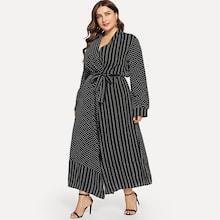 Romwe Plus Self Tie Polka Dot Wrap Dress
