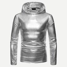 Romwe Men Metallic Solid Hoodie