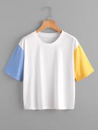 Romwe Color Block Cut And Sew Tee