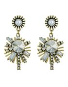 Romwe White Vintage Style Rhinestone Snowflake Shape Women Hanging Stud Earrings