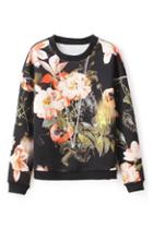 Romwe Unique Floral Print Sweatshirt