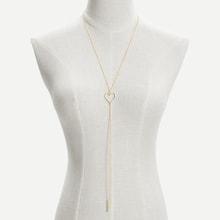 Romwe Hollow Design Chain Necklace With Bar
