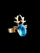 Romwe Blue Gemstone Gold Deer Ring