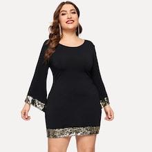 Romwe Plus Contrast Sequin Dress