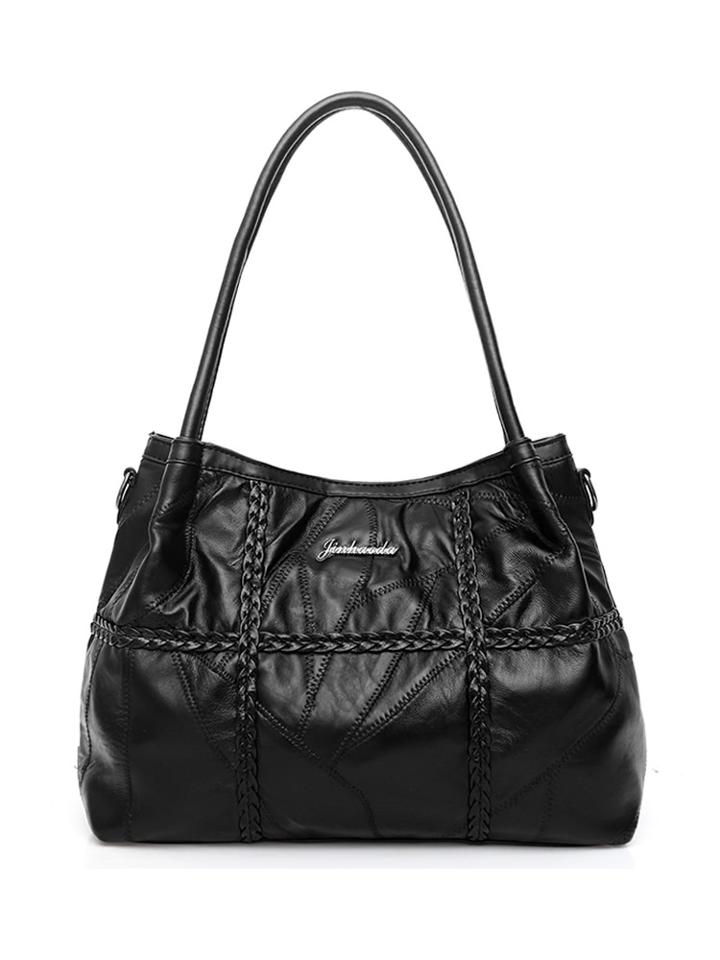 Romwe Braided Whipstitch Satchel Bag