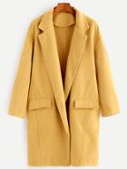 Romwe Yellow Shawl Collar Wool Blend Coat