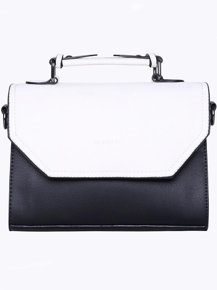 Romwe Color-block Zipper Magnetic Shoulder Bag