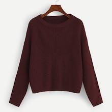 Romwe Drop Shoulder Eyelet Solid Sweater