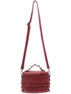 Romwe Red Zipper Studded Tassel Bag