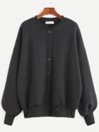 Romwe Black Dropped Shoulder Seam Button Jacket