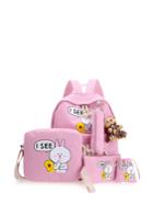 Romwe Cartoon Print Combination Bag 4pcs With Bear