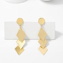 Romwe Layered Rhombus Design Drop Earrings