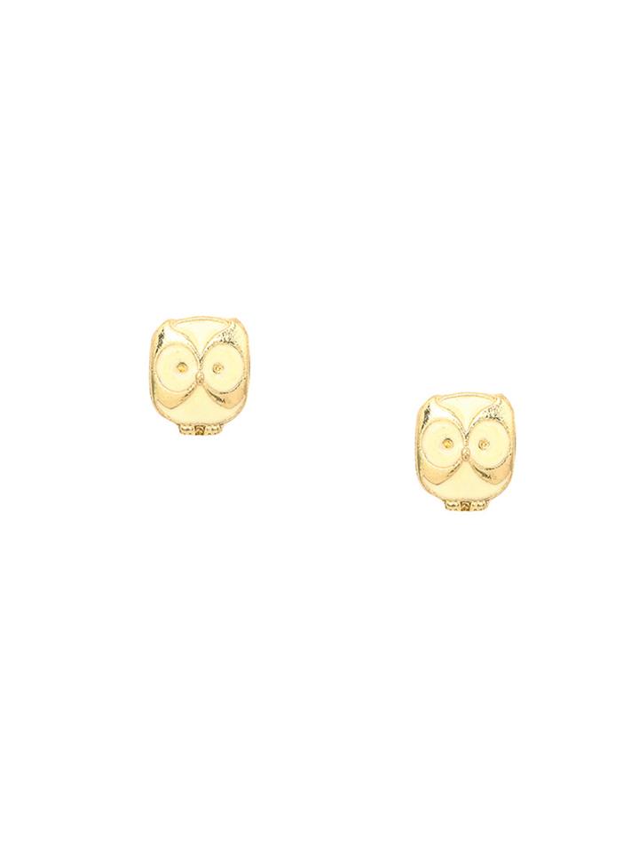 Romwe Gold Enamal Owl Studs