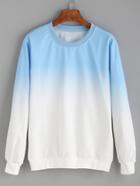 Romwe Blue Ombre Pullover Sweatshirt